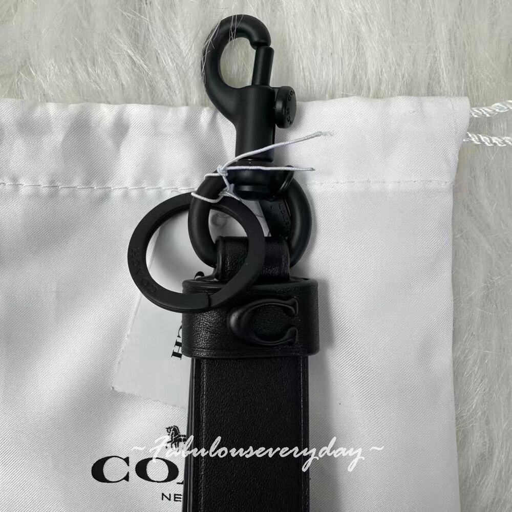 Coach Loop Bag Charm In Leather/Black CCY34 - Picture 5 of 6